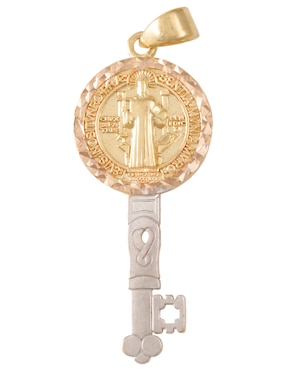 Dije de llave Sini san benito de oro 14 K
