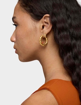 Aretes de aro Tous Cachito Mio de plata P 925 con acabado baño de oro