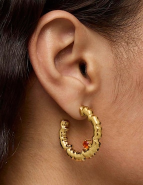Aretes de aro Tous Cachito Mio de plata P 925 con acabado baño de oro
