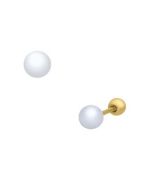 Broqueles circulares Joyerías Bizzarro de oro con acabado brillante perla