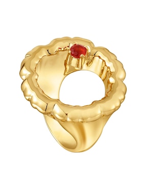 Anillo con gema de flor Tous Cachito Mío de plata P 925 cornalina con acabado baño de oro