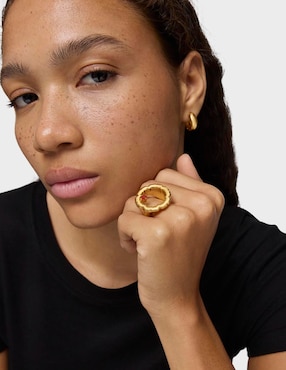 Anillo con gema de flor Tous Cachito Mío de plata P 925 cornalina con acabado baño de oro