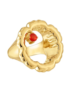 Anillo con gema de flor Tous Cachito Mío de plata P 925 cornalina con acabado baño de oro