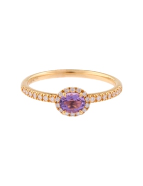 Anillo ovalado Riccardo Orsato 14 k de oro amatista pavé