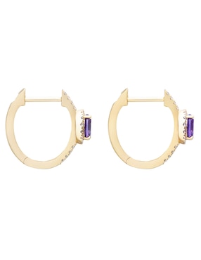 Aretes de aro circulares Riccardo Orsato de oro con acabado pavé diamante y amatista