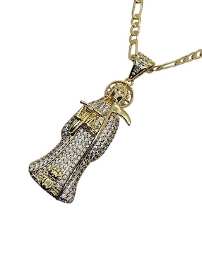 Collar con dije Limerence By Claudia Herrera Santa Muerte de oro laminado 14 K
