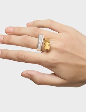 Anillo de oso Tous de plata P 925 con acabado baño de oro