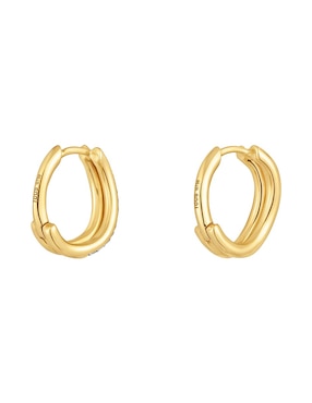 Aretes de aro circulares Tous New Hav de oro con acabado pavé diamante