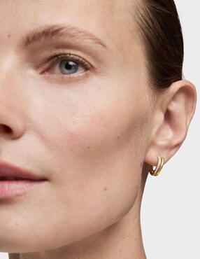 Aretes de aro circulares Tous New Hav de oro con acabado pavé diamante
