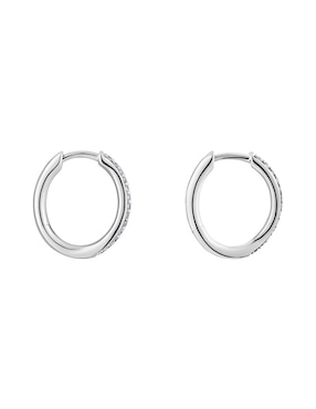 Aretes de aro circulares Tous New Hav de oro blanco con acabado pavé diamante