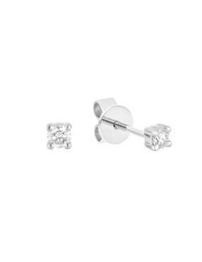 Broqueles redondos Valoro Ever for You de oro blanco 14 K con acabado pavé diamante