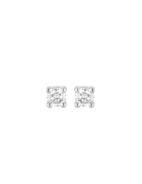 Broqueles redondos Valoro Ever for You de oro blanco 14 K con acabado pavé diamante