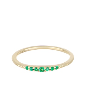 Anillo Valoro Ever for You 14 k de oro amarillo esmeralda pavé
