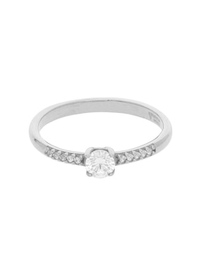 Anillo Fonelli 10 K De Oro Blanco Zirconia