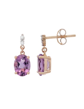 Aretes ovalados Valessa de oro con acabado espejo amatista