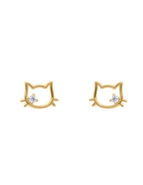 Broqueles de gato Hello Kitty Joyerías Bizzarro de oro con acabado brillante zirconia