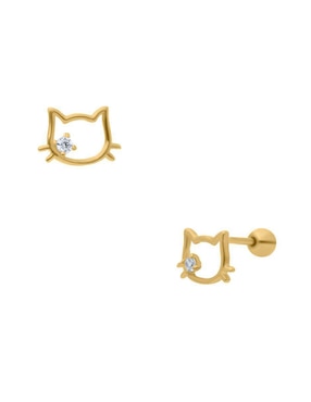 Broqueles de gato Hello Kitty Joyerías Bizzarro de oro con acabado brillante zirconia