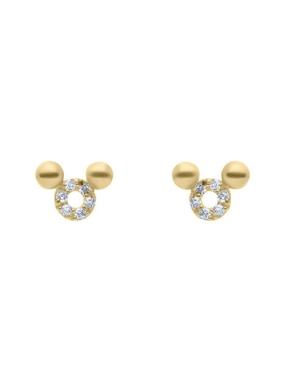 Broqueles de ratón Mickey Joyerías Bizzarro de oro con acabado brillante zirconia