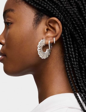 Aretes de aro circulares Tous Miranda de plata P 925 con acabado brillante