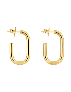Aretes de aro ovalados Tous de plata P 925 con acabado baño de oro