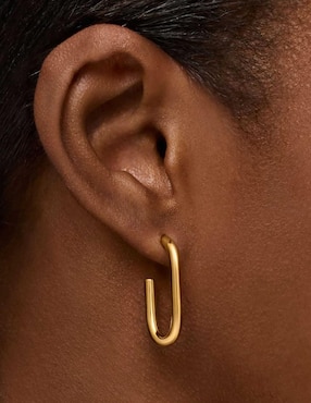Aretes de aro ovalados Tous de plata P 925 con acabado baño de oro