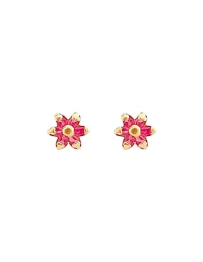 Broqueles de flor Mancini de oro con acabado brillante zirconia