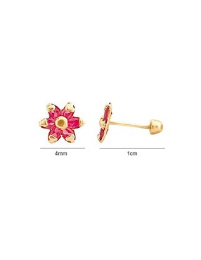 Broqueles de flor Mancini de oro con acabado brillante zirconia
