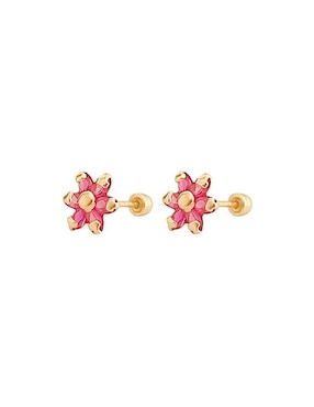 Broqueles de flor Mancini de oro con acabado brillante zirconia