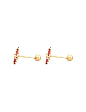 Broqueles de flor Mancini de oro con acabado brillante zirconia
