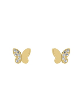 Broqueles de mariposa Joyerías Bizzarro de oro con acabado brillante zirconia