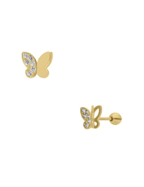 Broqueles de mariposa Joyerías Bizzarro de oro con acabado brillante zirconia