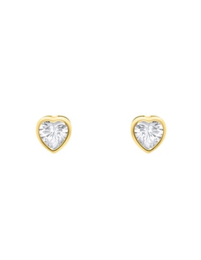 Broqueles de corazón Joyerías Bizzarro de oro con acabado brillante zirconia