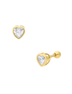 Broqueles de corazón Joyerías Bizzarro de oro con acabado brillante zirconia