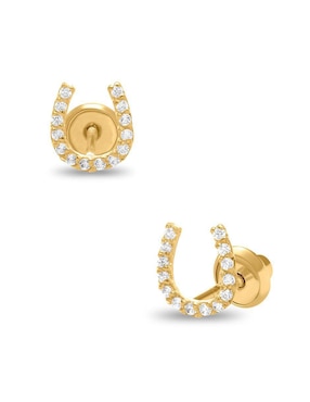 Broqueles de herradura Joyerías Bizzarro de oro con acabado brillante zirconia
