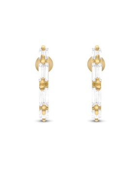 Arracadas Joyerías Bizzarro de oro amarillo 10 K con acabado brillante zirconia