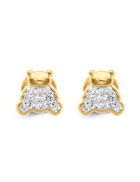 Broqueles de oso Joyerías Bizzarro de oro con acabado brillante zirconia