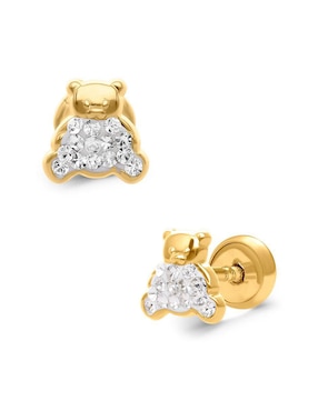 Broqueles de oso Joyerías Bizzarro de oro con acabado brillante zirconia