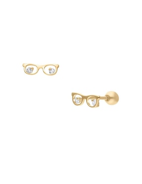 Broqueles de ojo Joyerías Bizzarro de oro amarillo 10 K con acabado brillante zirconia