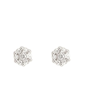 Broqueles de flor Joyerías Bizzarro de oro blanco con acabado brillante diamante