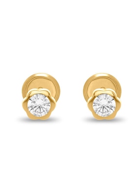 Broqueles de flor Joyerías Bizzarro de oro con acabado brillante zirconia