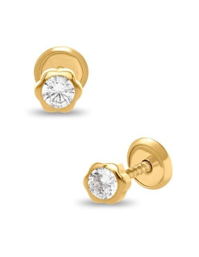 Broqueles circulares Joyerías Bizzarro de oro con acabado brillante zirconia