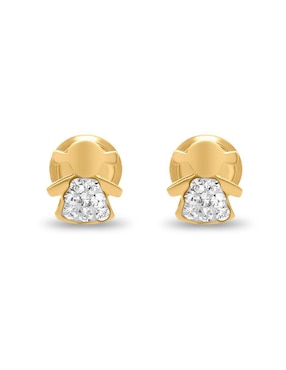 Broqueles de niña Joyerías Bizzarro de oro con acabado brillante zirconia