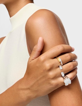 Anillo semicircular Tous P 925 de plata brillante
