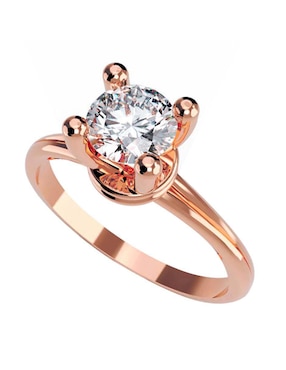 Anillo De Compromiso De Oro Rosa 14 K Amore Mio Diamante