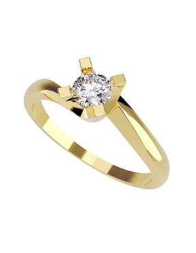 Anillo De Compromiso De Oro Amarillo 14 K Amore Mio Diamante