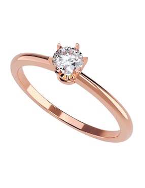 Anillo De Compromiso De Oro Rosa 14 K Amore Mio Diamante