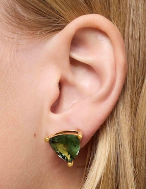 Aretes de triángulo Tous de plata P 925 con acabado baño de oro espinela