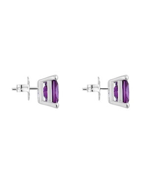 Aretes cuadrados Tous de plata P 925 con acabado brillante zafiro