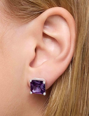 Aretes cuadrados Tous de plata P 925 con acabado brillante zafiro