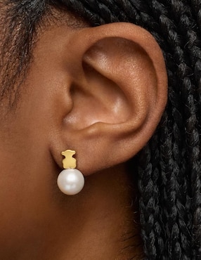 Aretes de oso Tous de plata P 925 con acabado baño de oro perla